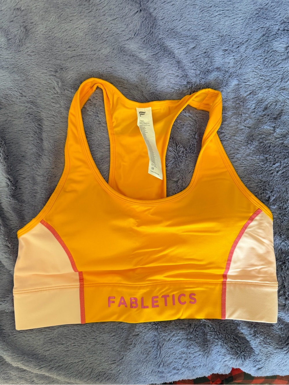 Fabletics Women's Orange Peach Colorblock Sports Bra